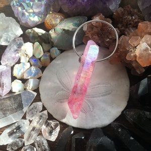 Aura Quartz Crystal Silver Necklace Handmade